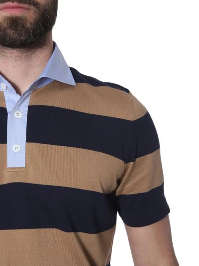 Shop Brunello Cucinelli Striped Polo In Blue