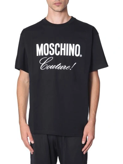 Shop Moschino Round Neck T-shirt In Black