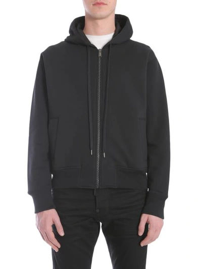 Shop Versace Hooded Sweatshirt With Zip In Black