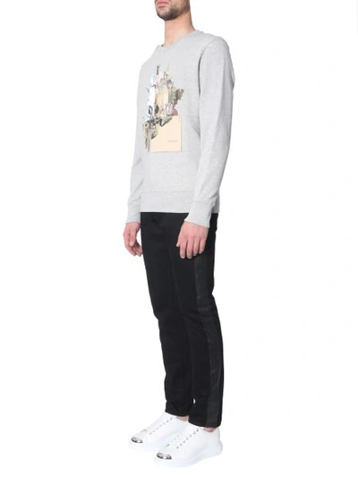 Shop Alexander Mcqueen Sweatshirt With Skull Patchwork Print In Grey