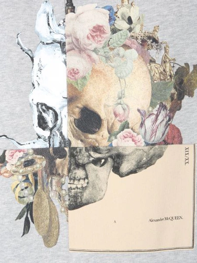 Shop Alexander Mcqueen Sweatshirt With Skull Patchwork Print In Grey