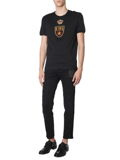 Shop Dolce & Gabbana Patched Arms T-shirt In Black