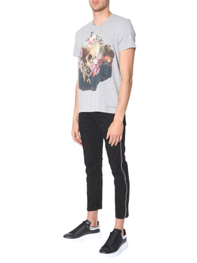 Shop Alexander Mcqueen Skull Still Life Mix Print T-shirt In Grey