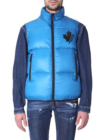 Shop Dsquared2 Sleeveless Down Jacket In Azure
