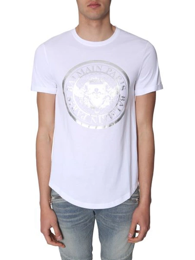 Shop Balmain T-shirt With Medallion Print In White
