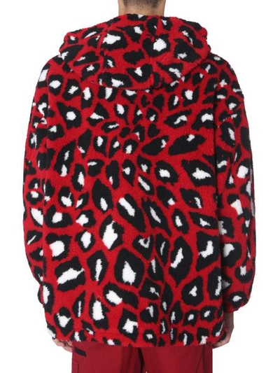 Msgm Shearling Jacket In Red