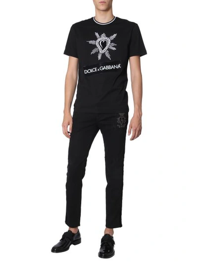 Shop Dolce & Gabbana T-shirt With Embroidered Heart In Black