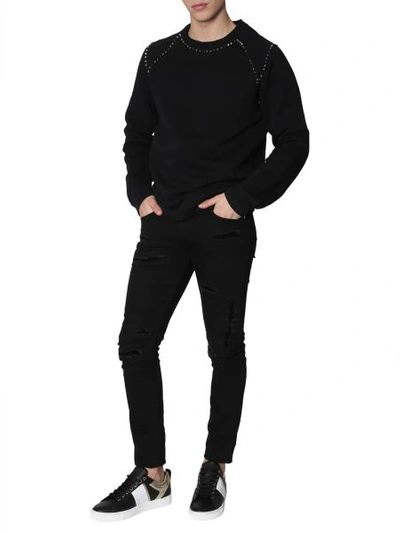 Shop Versace Crew Neck Sweatshirt In Black