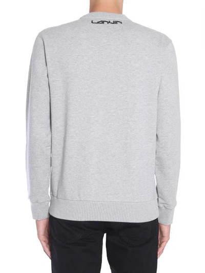 Shop Lanvin Sweatshirt With "fighter" Embroidery In Grey