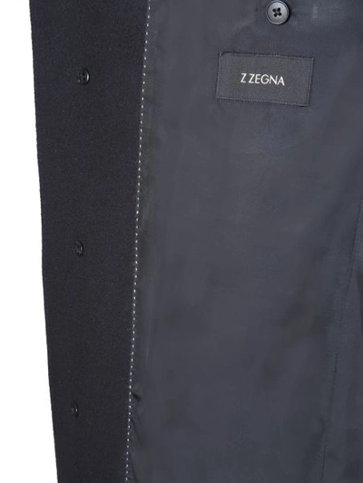 Shop Z Zegna Wool Coat In Black