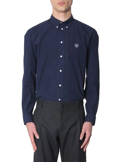 Shop Kenzo Button-down Shirt In Blue
