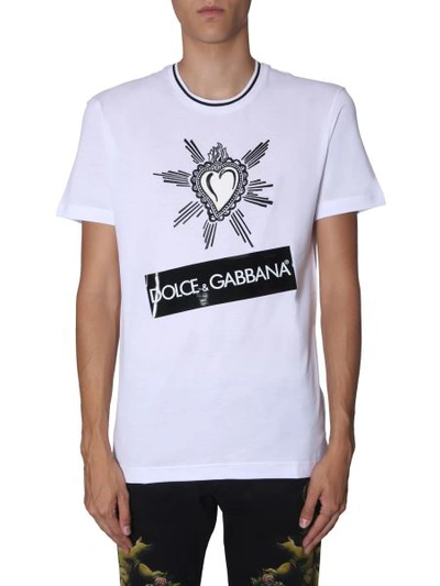 Shop Dolce & Gabbana Heart Embroidered T-shirt In White
