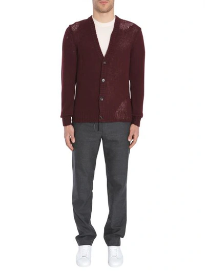 Shop Maison Margiela V Collar Cardigan In Bordeaux