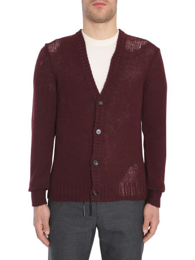 Shop Maison Margiela V Collar Cardigan In Bordeaux