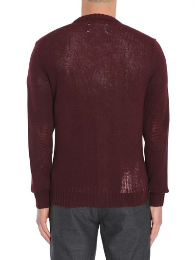 Shop Maison Margiela V Collar Cardigan In Bordeaux