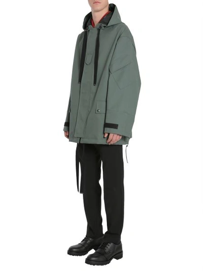 Shop Lanvin Coated Cotton Parka In Green