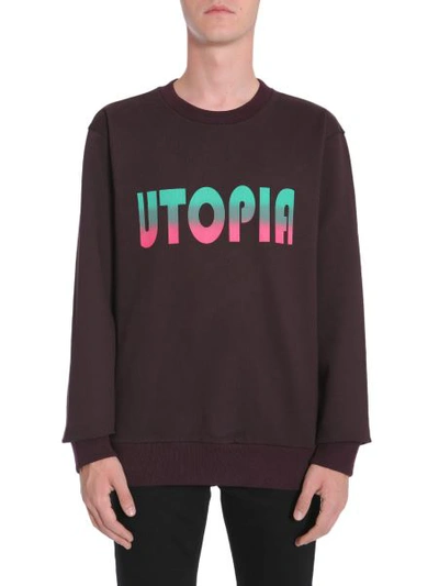 Shop Lanvin "utopia" Print Sweatshirt In Bordeaux