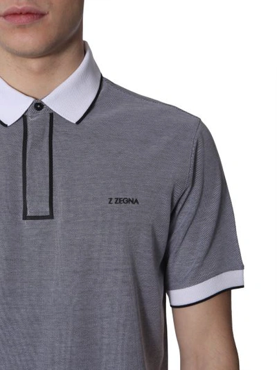 Shop Z Zegna Cotton Polo T-shirt In Grey