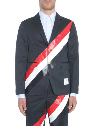 Shop Thom Browne Deconstructed Jacket In Blue