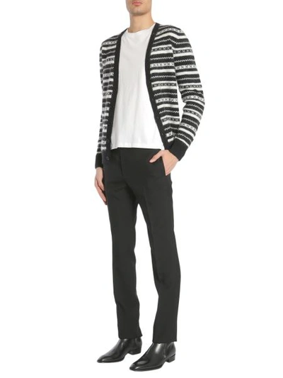 Shop Saint Laurent V Collar Cardigan In Black