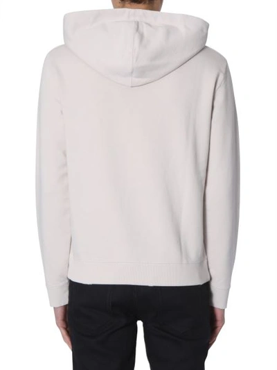 Shop Saint Laurent Cotton Hooded Sweatshirt In Powder