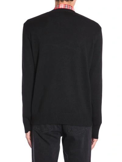 Shop Msgm Jumper With Logo Intarsia In Black