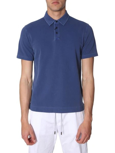 Shop Z Zegna Cotton Piqué Polo In Blue