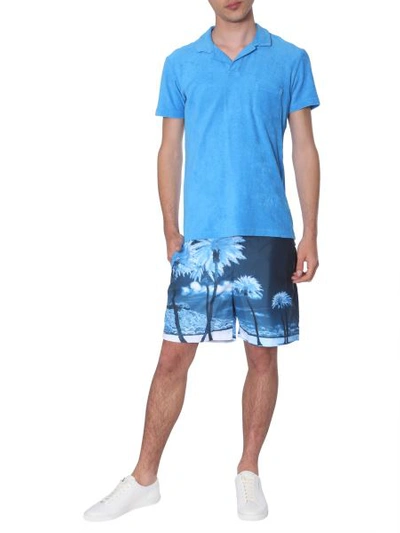 Shop Orlebar Brown "bulldog Photographic" Swim Shorts In Blue