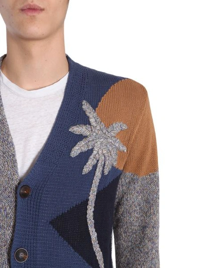 Shop Etro V Collar Cardigan In Multicolour