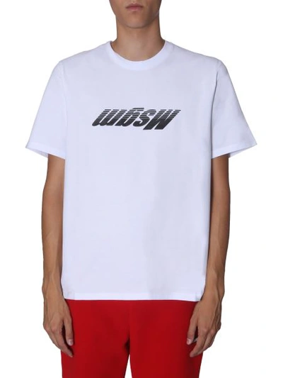 Shop Msgm Round Neck T-shirt In White