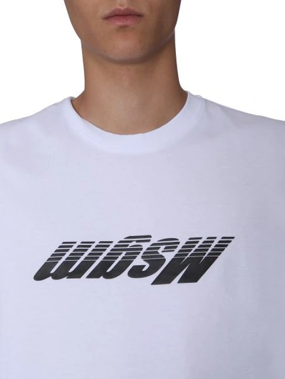 Shop Msgm Round Neck T-shirt In White