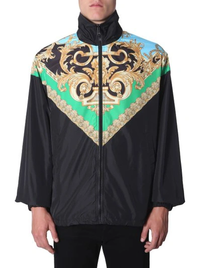 Shop Versace High Neck Jacket In Multicolour