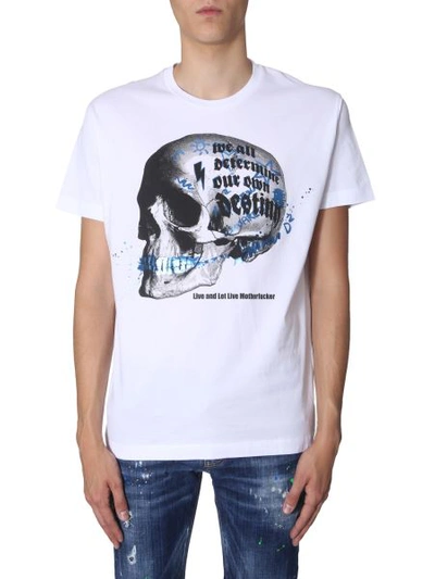 Shop Dsquared2 T-shirt With Skull Print In White