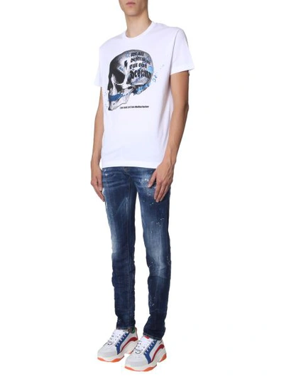 Shop Dsquared2 T-shirt With Skull Print In White