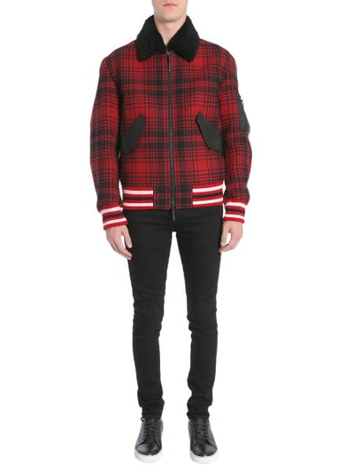 Shop Tommy Hilfiger Wool Bomber Jacket In Red