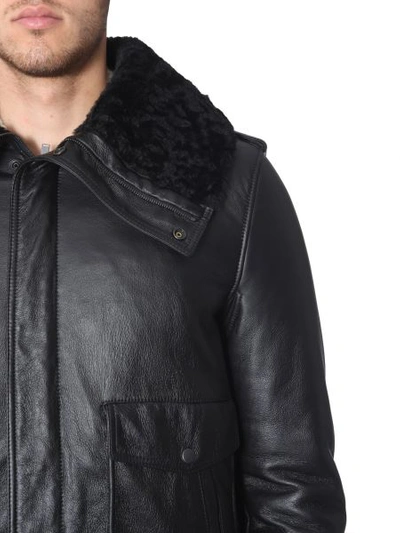 Shop Saint Laurent Leather Jacket In Black