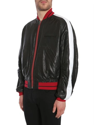 Shop Haider Ackermann Leather Bomber Jacket In Black