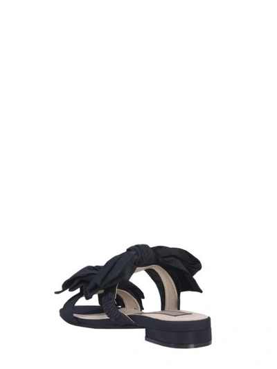 Shop N°21 Flat Sandals With Bow In Black
