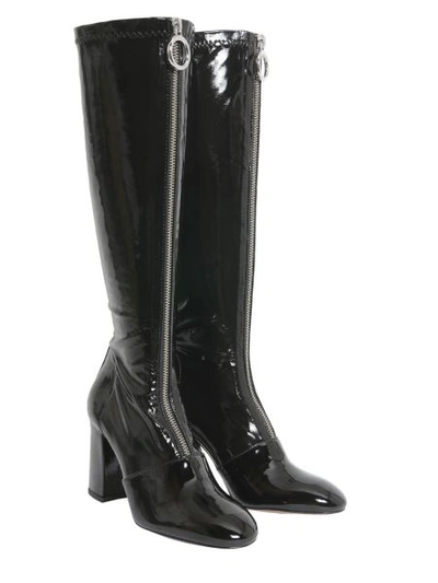 Shop Boutique Moschino Patent Leather Boots In Black