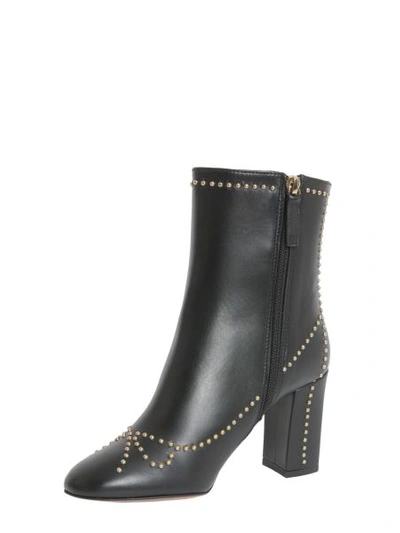 Shop Boutique Moschino Studded Ankle Boots In Black