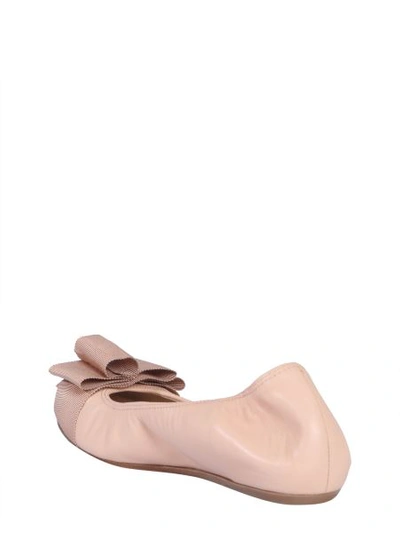 Shop Lanvin Bow Trim Ballerinas In Nude