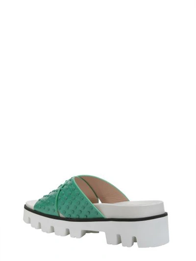 Shop Red Valentino Red (v) Leather Slide Sandals In Green