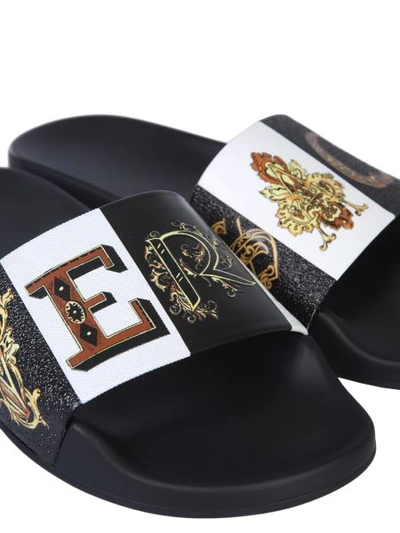 Shop Versace Zeus Slide Print Sandal In Black