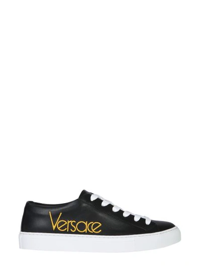 Shop Versace Leather Sneakers In Multicolour