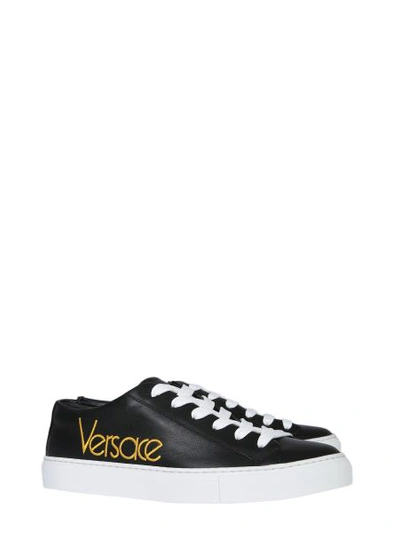 Shop Versace Leather Sneakers In Multicolour