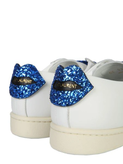 Shop Saint Laurent Court Classic Sl/06 Glitter Lips Sneakers In White
