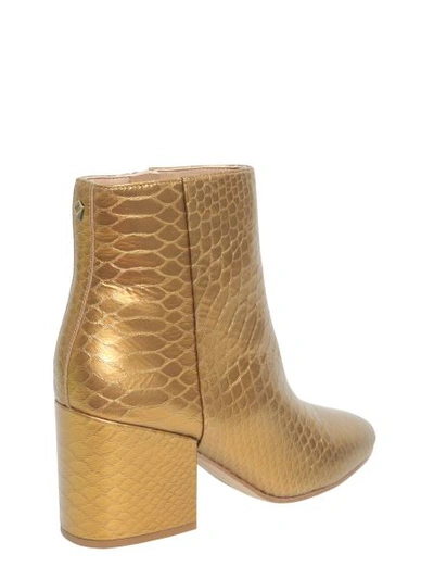Shop Sam Edelman Snake Printed Ankle Boots In Gold