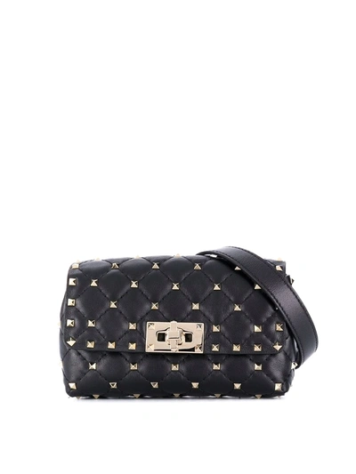 Shop Valentino Rockstud Spike Leather Belt Bag In Black