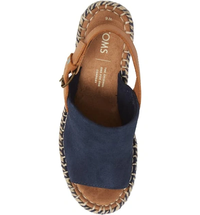 Shop Toms Monica Slingback Wedge In Navy Suede