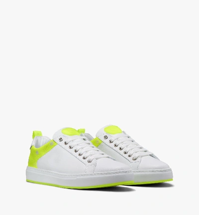 Shop Mcm Women's Flo Low-top Sneakers In Neon Visetos In White